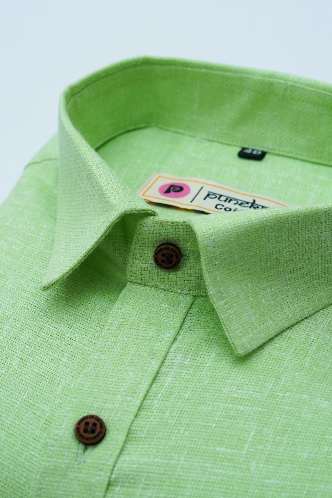 Punekar Cotton Light Greenish Color Cotton Linen Formal Shirt for Men&