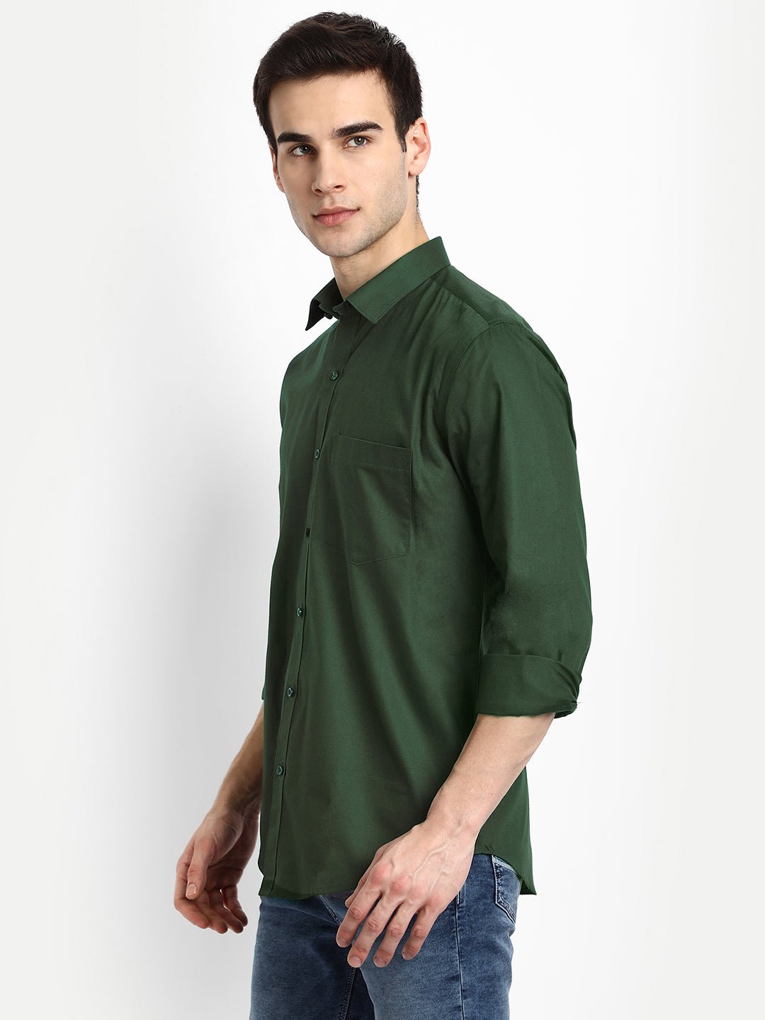 Punekar Cotton Mehandi Color 100% Mercerised Cotton Diagonally Woven Formal Shirt for Men&