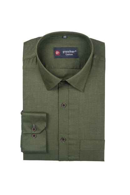Punekar Cotton Mehandi Color Silky Linen Cotton Shirt for Men&
