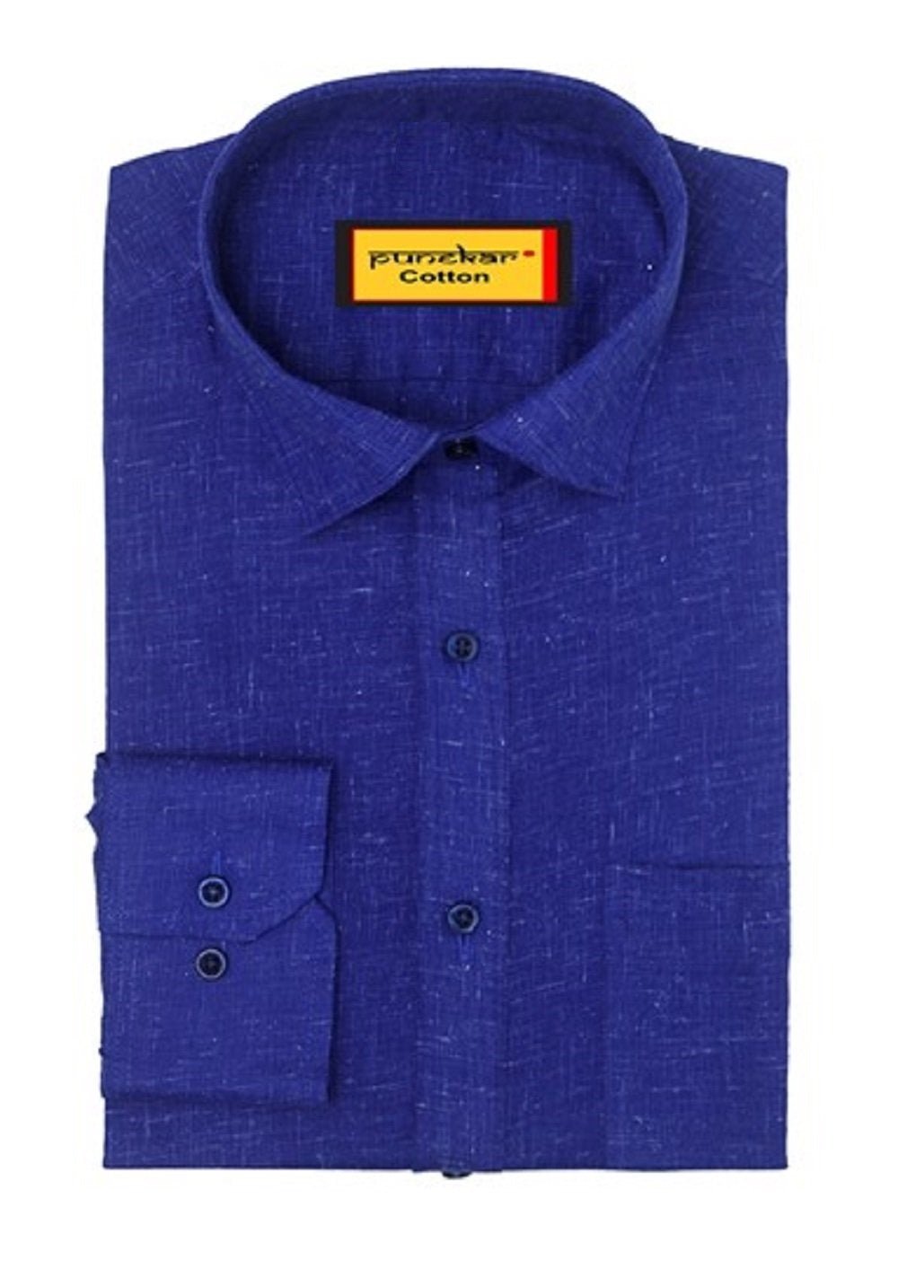 Punekar Cotton Men's Formal Handmade Dark Blue Color Shirt for Men's. - Punekar Cotton