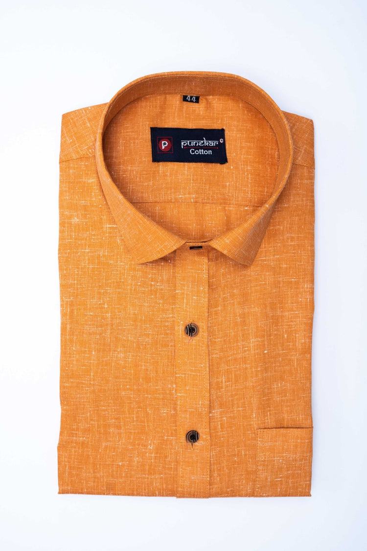 Punekar Cotton Men's Formal Handmade Golden Color Shirt for Men's. - Punekar Cotton