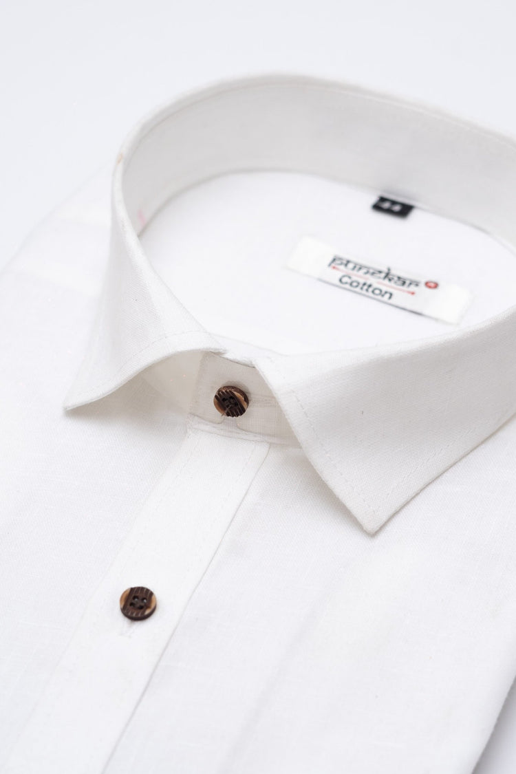 Punekar Cotton Men's Formal Handmade White Color Full & Half Sleeves Shirt for Men's. - Punekar Cotton