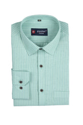 Punekar Cotton Mint Color Linning Criss Cross Woven Cotton Shirt for Men's. - Punekar Cotton