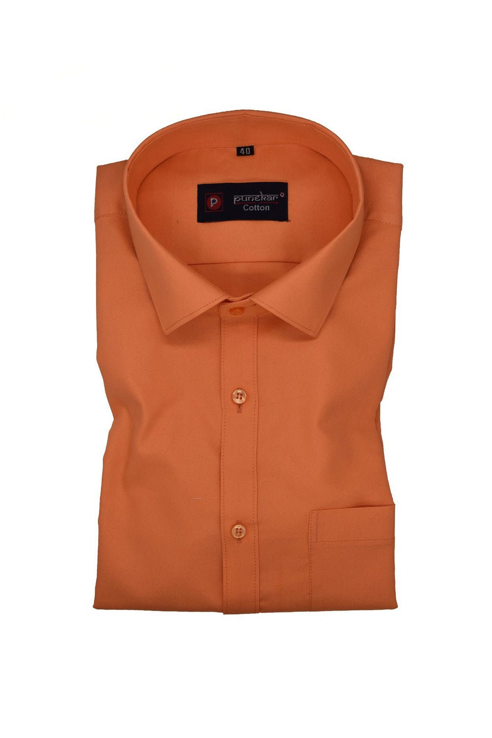 Punekar Cotton Orange Color Rich Cotton Formal Shirt For Men&