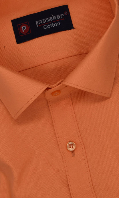 Punekar Cotton Orange Color Rich Cotton Formal Shirt For Men&