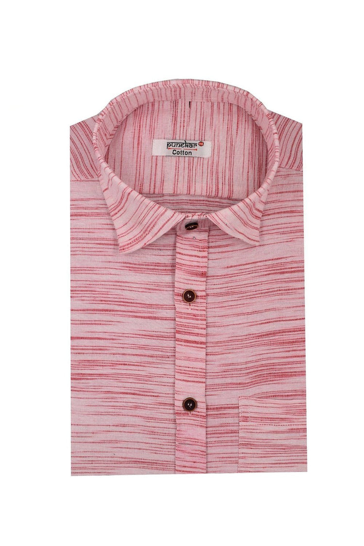 Punekar Cotton Pink Color Pure Cotton Handmade Formal Shirt for Men's. - Punekar Cotton