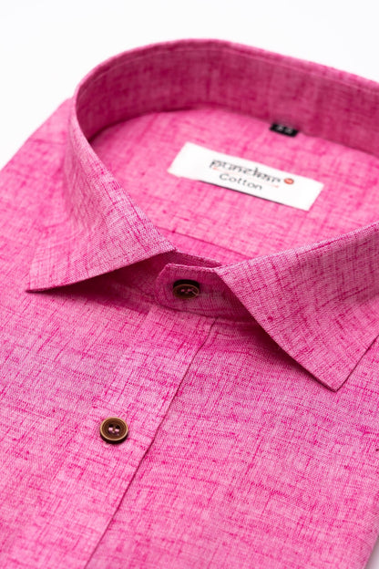 Punekar Cotton Pink Color Pure Cotton Handmade Formal Shirt for Men&