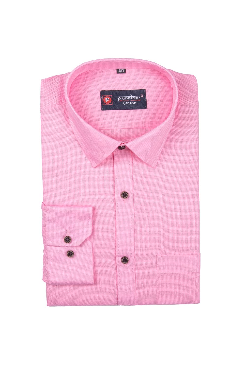 Punekar Cotton Pink Color Silky Linen Cotton Shirt for Men&