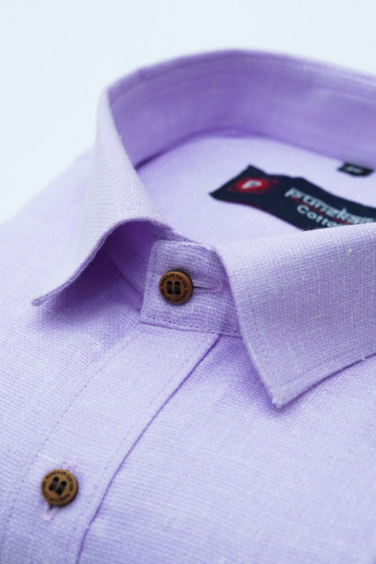 Punekar Cotton Purple Color Cotton Linen Formal Shirt for Men's. - Punekar Cotton