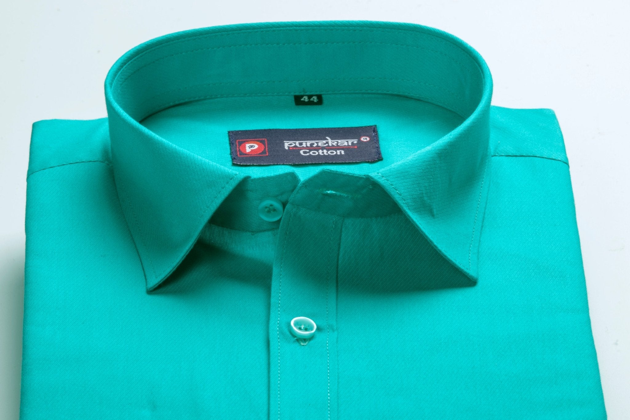 Punekar Cotton Rama Green Color 100% Mercerised Cotton Diagonally Woven Formal Shirt for Men&