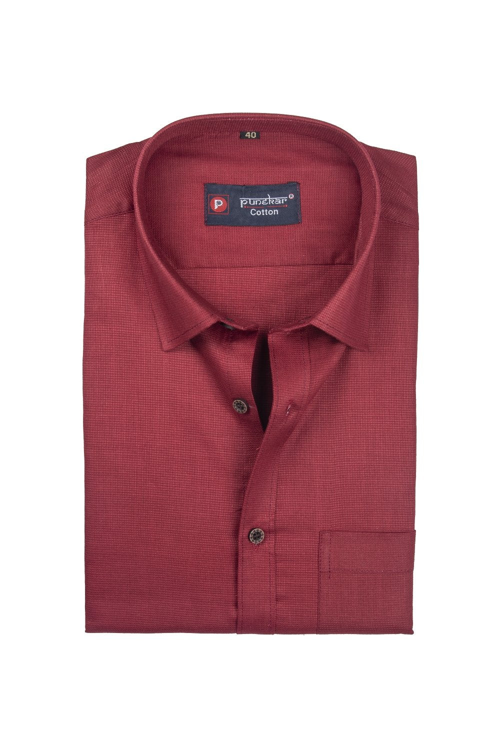 Punekar Cotton Red Color Silky Linen Cotton Shirt for Men&