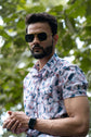 Purple Color Popcorn Triangle Printed Shirt For Men - Punekar Cotton
