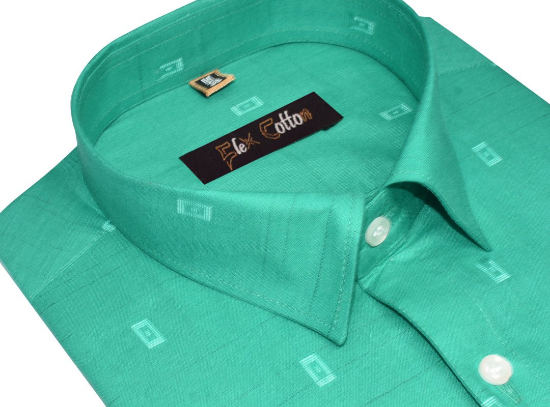 Rama Green Color Cotton Butta Shirts For Men&