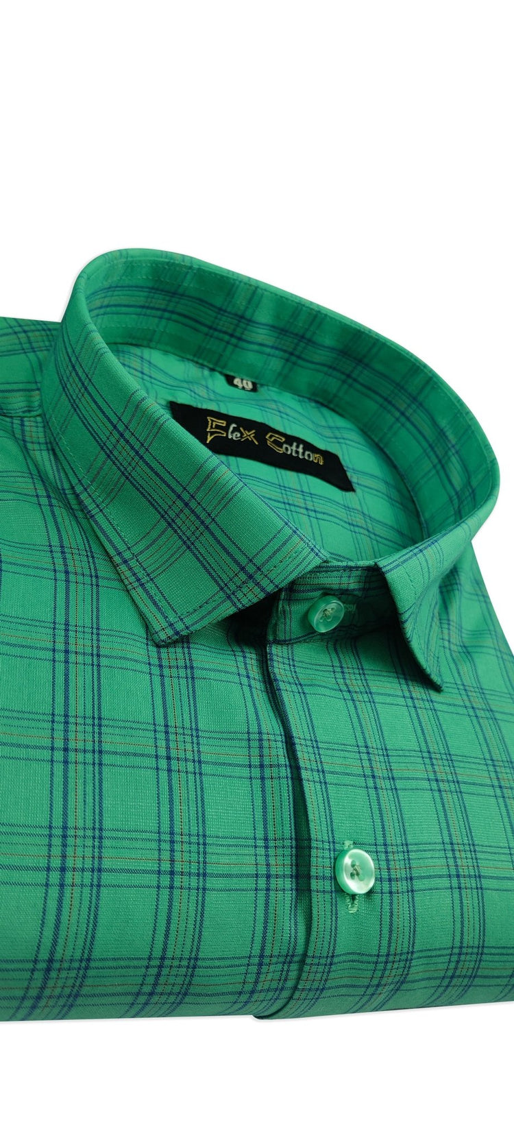 Rama Green Color Poly Cotton Casual Checked Shirt For Men - Punekar Cotton