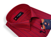 Red Color Lining Pure Cotton Shirt For Men - Punekar Cotton