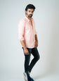 Salmon Orange Color Twitter Lining Blende Cotton Shirts For Men - Punekar Cotton