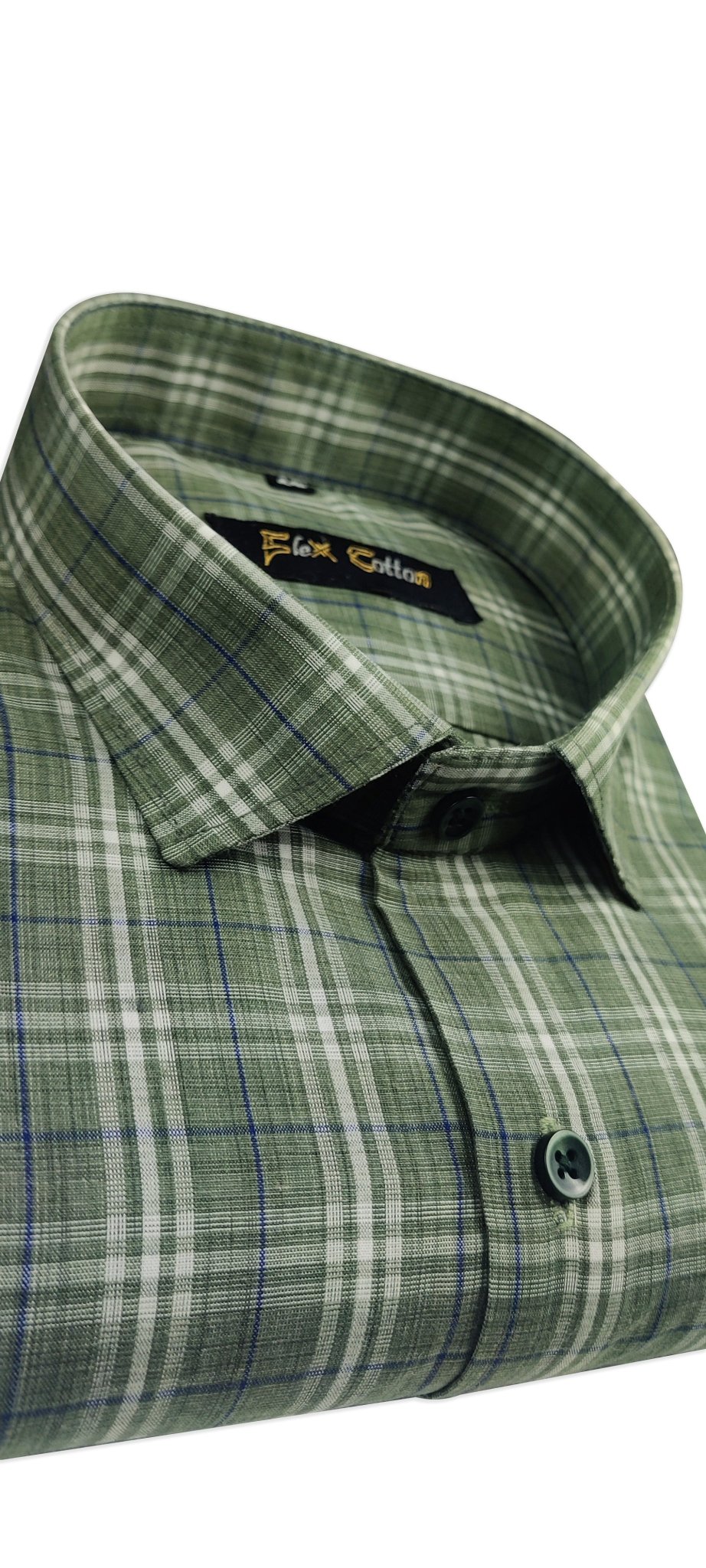 Sea Green Color Poly Cotton Casual Checked Shirt For Men - Punekar Cotton