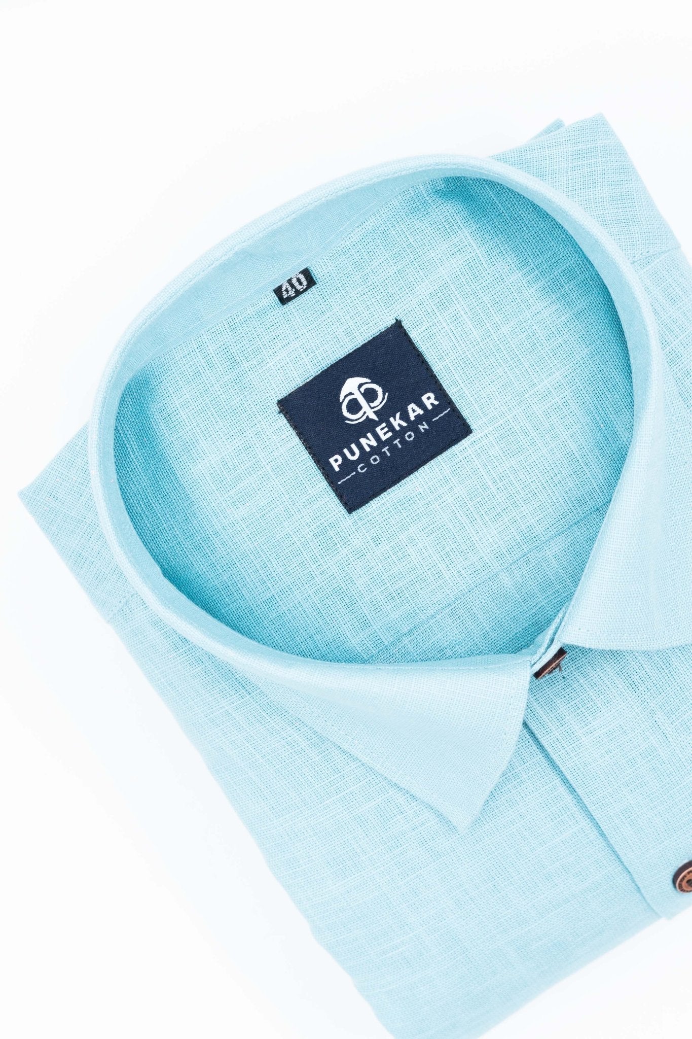 Sky Blue Color Linen Formal Shirts For Men - Punekar Cotton