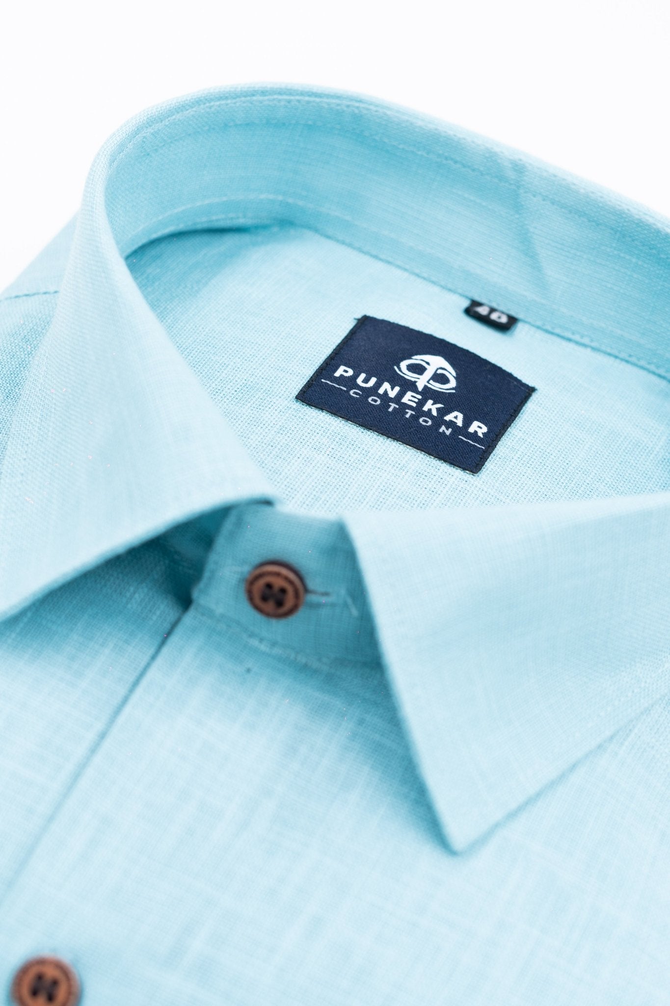 Sky Blue Color Linen Formal Shirts For Men - Punekar Cotton