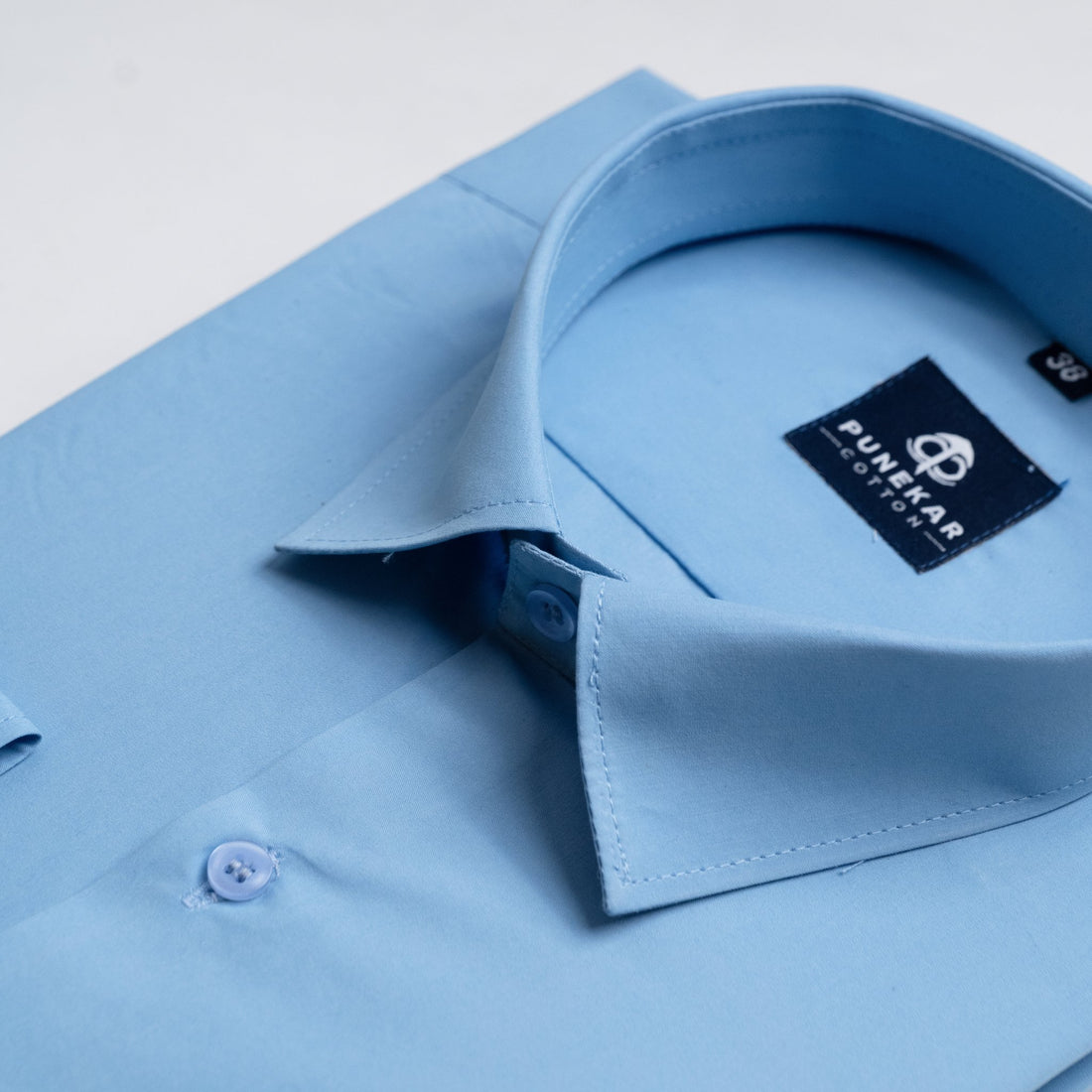 Sky Blue Color Lycra Twill Cotton Shirt For Men - Punekar Cotton