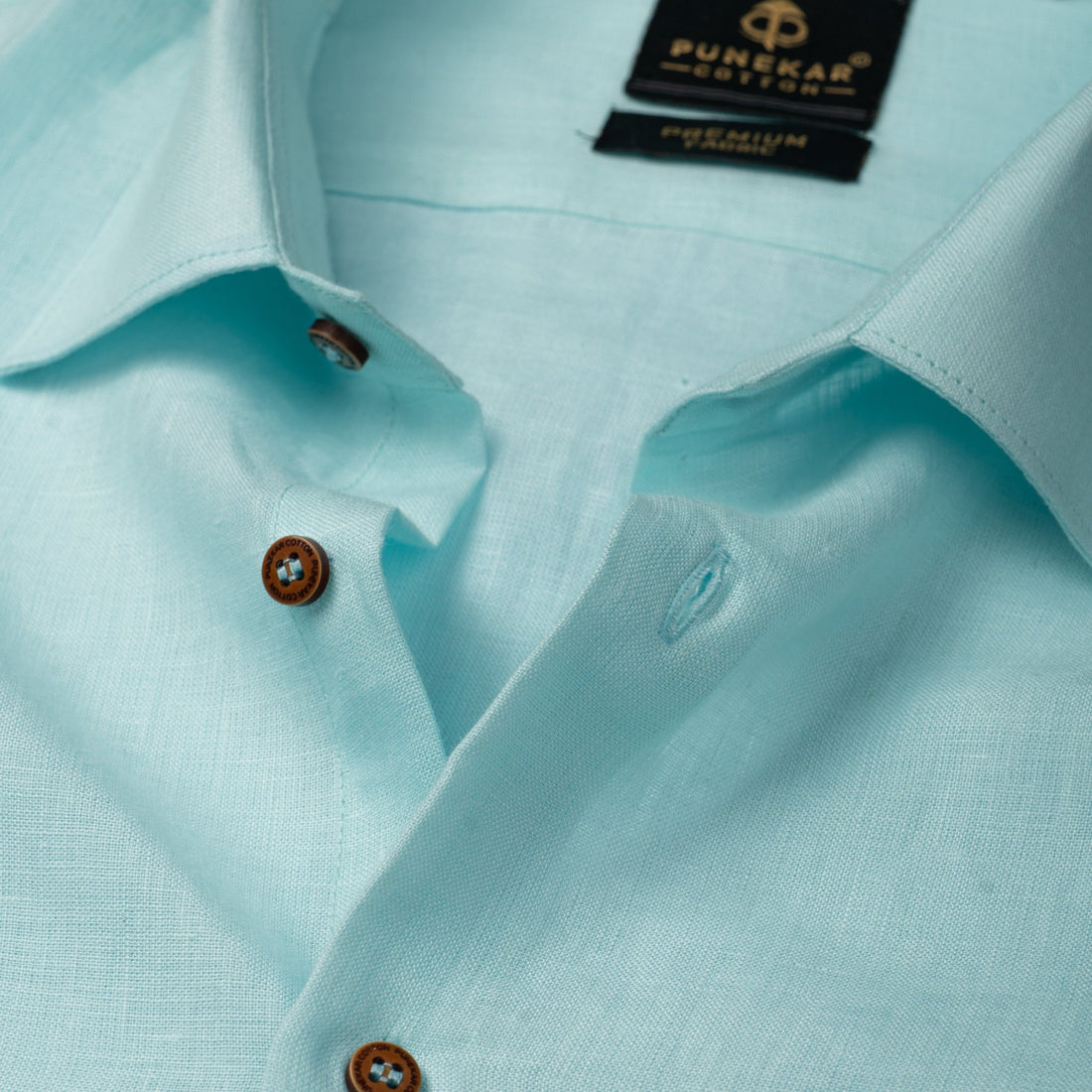 Sky Blue Color Prime Linen Shirt For Men - Punekar Cotton