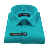 Sky Blue Color Pure Cotton Wide Stripes Shirt For Men - Punekar Cotton