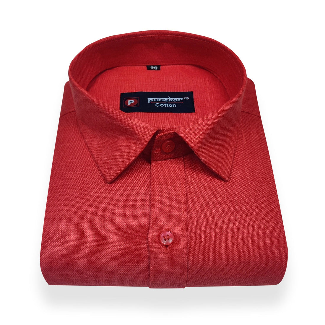 Tomato Red Color Blende Linen Shirt For Men&