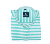 Valley green Color Stand Collar Strips Shirts For Men - Punekar Cotton