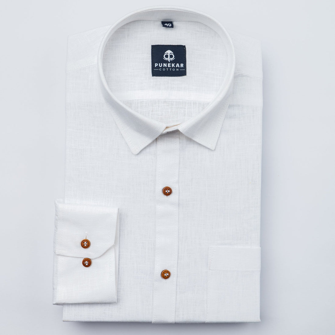 White Color Linen Formal Shirts For Men - Punekar Cotton