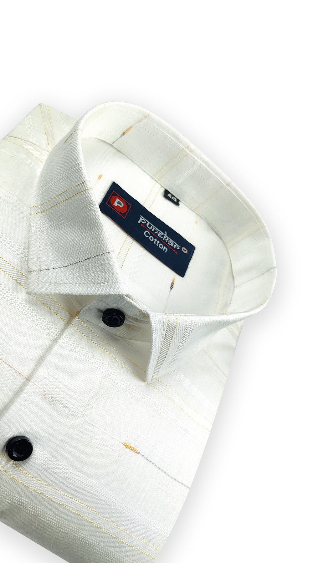 White Color Pure Cotton Panelled Butta Stripes Shirts For Men&