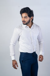 White Color vertical Cotton stripe Shirt For Men - Punekar Cotton