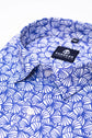 White Navy Blue Color Leaf Printed Shirt For Men - Punekar Cotton