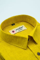 Yellow Color Combed Cotton Shirts For Men - Punekar Cotton